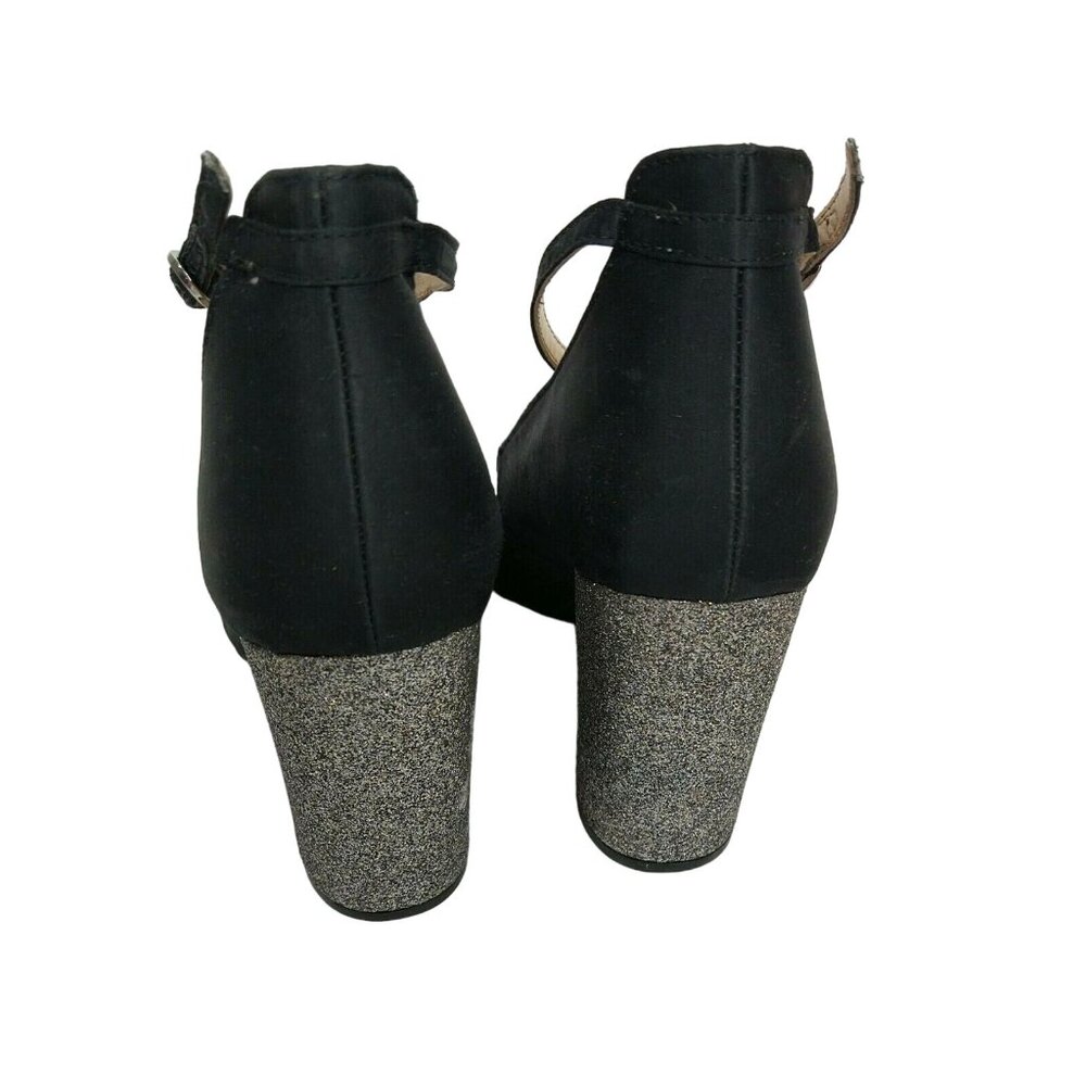 Marc Fisher Ankle Strap Block Heel Shoes Retro Women Size 8.5 M Black Silver - Picture 5 of 9
